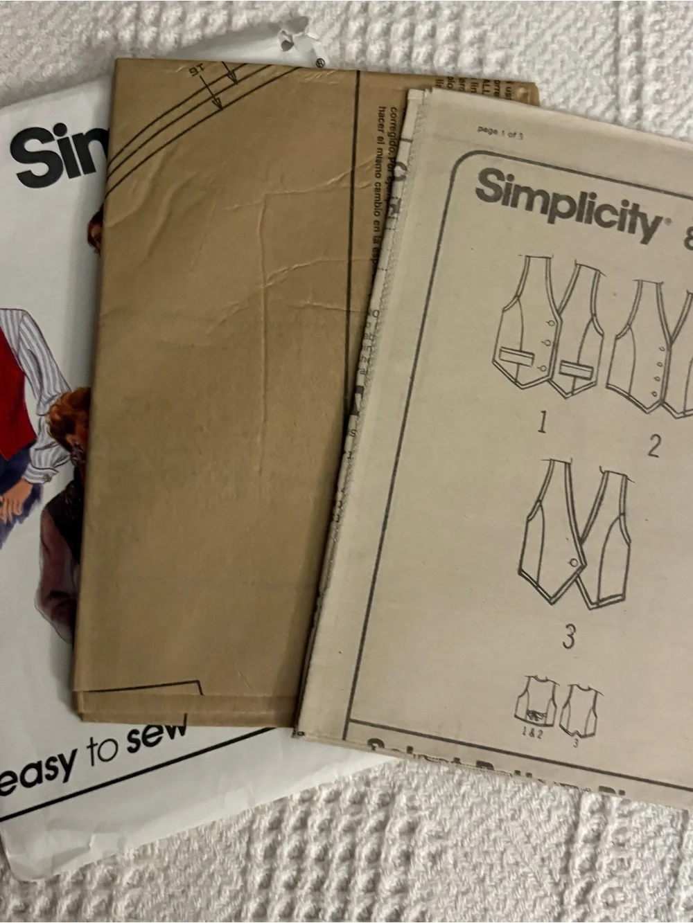 Simplicity Easy to Sew Pattern 8029 P for Misses’ Vests